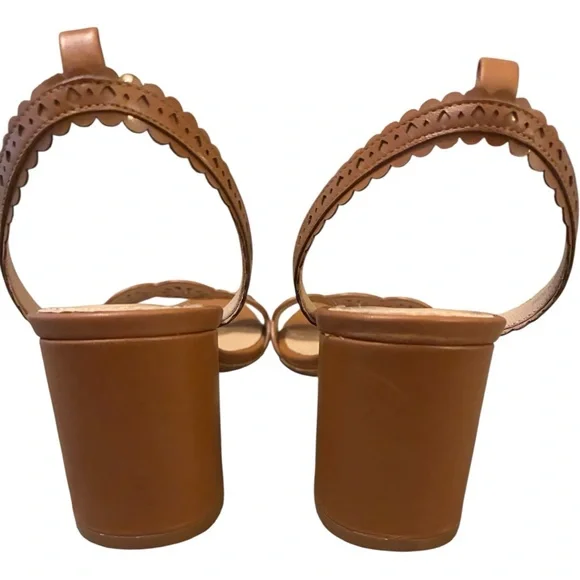 Tory Burch Marguerite Perforated Cutout Floral Chunk Heel Sandals Size 6.5 - Picture 10 of 13